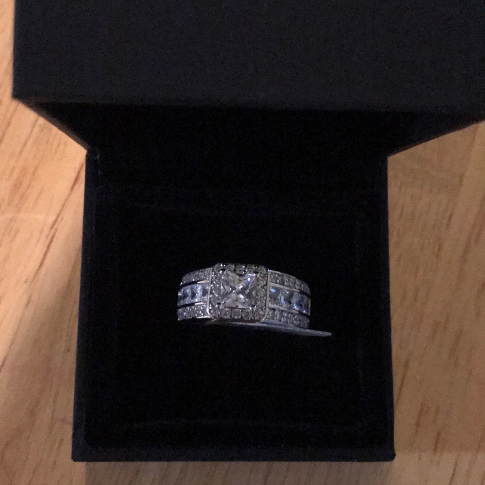 Cushion cut white sapphire ring